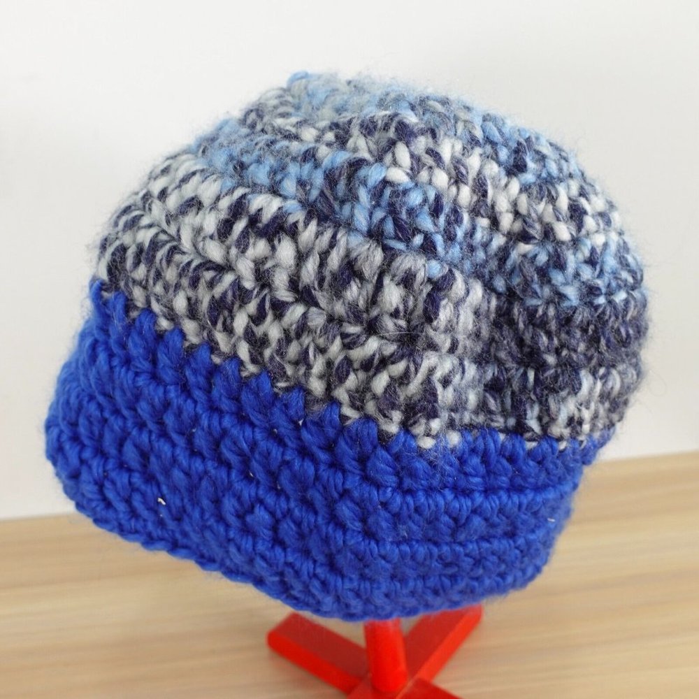 Blue Beanie Hat Womens Knitted Chunky Thick Cozy Slouchy Winter Warm One Size